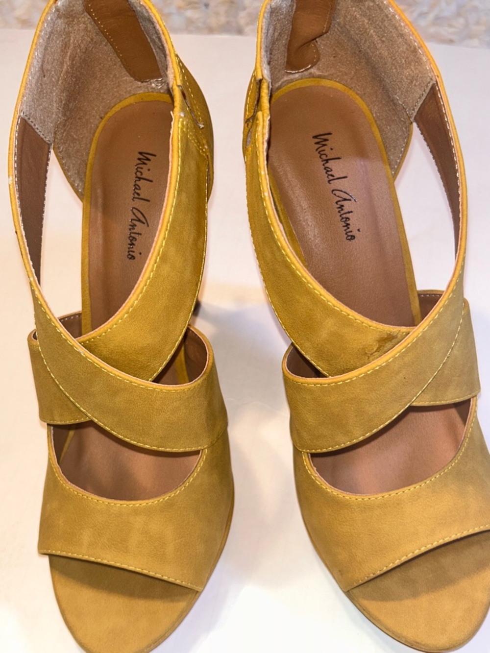 Michael Antonio Mustard Crisscross Ankle Strap Sandal